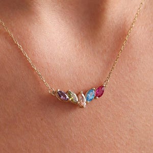 Personalized Birthstone Necklace, Family Birthstone Necklace, Personalized Gift, Mother&#39;s Birthstone Jewelry, Gift for Mom, Birthday Gift