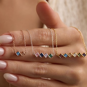 14K Gold Family Birthstone Necklace: Birthstone Necklace For Mom, Personalized Mother&#39;s Gift,  Christmas Gift For Mom, Birthday Gift For Her