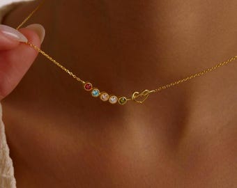 Family Birthstone Necklace ,Birthstone Custom Necklace,Multi Birthstone Personalize Necklace,Birthstoneheart Necklace,Christmas Gift For Mom