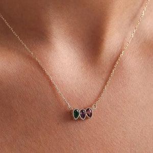 Family Birthstone Necklace,  Mothers Birthstone Necklace, Personalized Gift, Mother&#39;s Birthstone Jewelry, Minimalist Necklace, Gift For Her