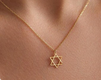 Collier étoile de David en argent sterling : breloque étoile juive délicate