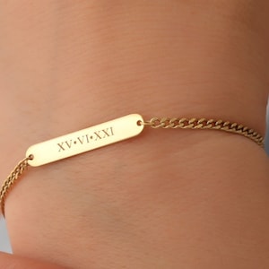 14K Solid Gold Baby Name Bracelet , Baby Id Bracelet , Custom Engraved  Baby Bracelet , Gold Baby Bracelet , Baby Gold Bracelet
