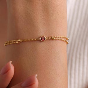 Birthstone Bracelet, 14k Solid Gold Birthstone Bracelet Personalized Jewelry, Birthstone Bracelet with Gemstones, Birthday Personalized Gift