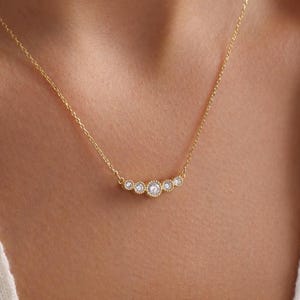 Elegant Diamond Bezel Necklace for Wedding •Minimalist Diamond Necklace• Dainty Diamond Necklace •Wedding Necklace• Bridesmaid Gifts