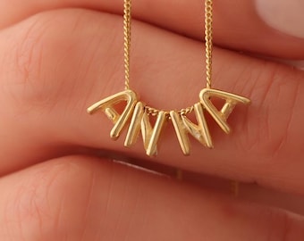 Collana con lettera a bolla 3D personalizzata: ciondolo iniziale in argento sterling