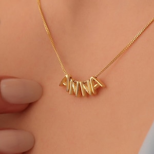 Personalized 3D Bubble Name Necklace, 3D Balloon Letters Name Necklace, Gold Puffy Name Necklace, Custom Name Necklace, Custom Gift,