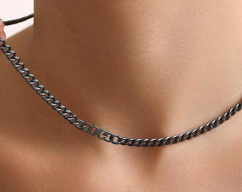 Solid 14K Gold Cuban Chain Initial Necklace: Personalized Curb Link