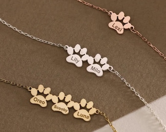 Pulseira com nome e estampa de pata, Pulseira personalizada com pata de cachorro, Pulseira minimalista com pata, Pulseira de animal, Pulseira de animal de estimação, Pulseira personalizada