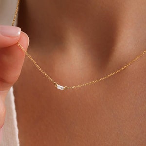 Stokbrood diamanten ketting in goud, roségoud, sterlingzilver, stokbroodketting, minimalistische ketting, perfect cadeau voor haar, verjaardagscadeaus,