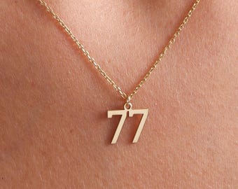 Personalized Number Necklace, Number Jewelery, Date Necklace, Number Pendant Gift for Her, Mothers Day Gift, Football Necklace, Number Chain