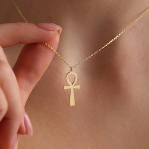 Mini Ankh Necklace Dainty Sterling Silver Egyptian Cross Necklace Gold Ankh Pendant Ancient Egyptian Necklace Silver Ankh Cross Necklace