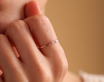 Baguette Birthstone Ring,Custom Birthstone Ring,14K Gold Ring,Personalized Ring,Stackable Ring,Mothers Ring,Bridesmaid gift,Gift For Mom