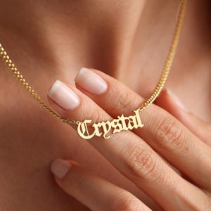 Minimalist Gothic Name Necklace with Curb Chain • Curb Chain Necklace • Old English Necklace • Personalized Jewelry •Christmas Gift
