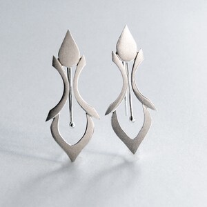 Handmade Silver Earrings in a Fleur De Lys Style image 2