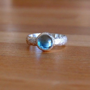 Topaz Cabochon Ring with Bezel Set Blue Topad in Your Size image 3