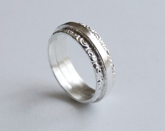 Silver 3 Band Ring Made to Order in Your Size.