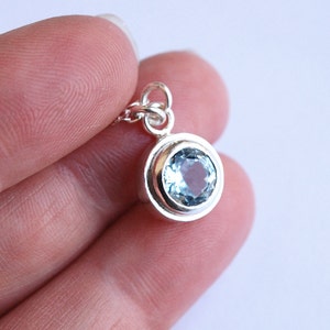 Blue Topaz Pendant in Sterling Silver Petite Bezel Set Necklace image 4