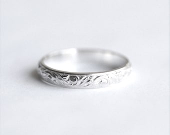 Silver Engravable Band Ring (3.5 mm wide silver band) In Your Size