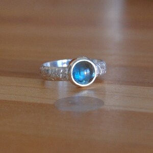 Topaz Cabochon Ring with Bezel Set Blue Topad in Your Size image 2