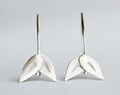 Silver Leaf Earrings Dangle Drop Style