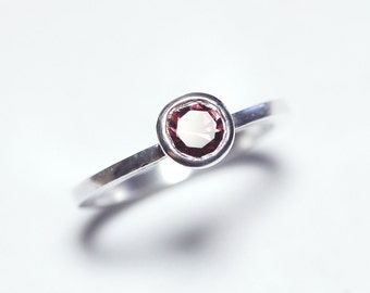 Silver PlumTourmaline Gemstone Ring Size 8