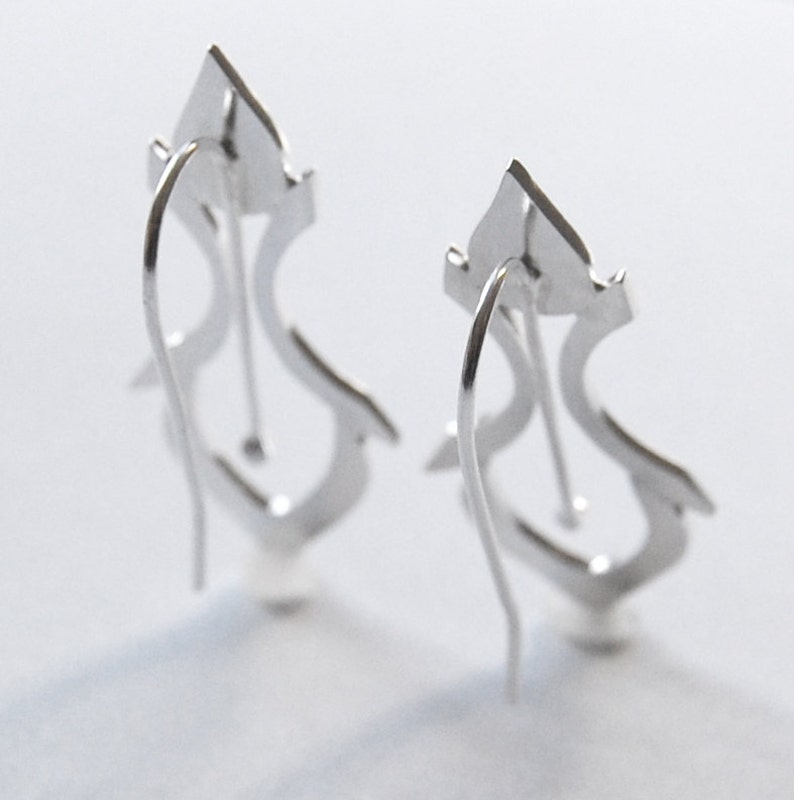 Handmade Silver Earrings in a Fleur De Lys Style image 3