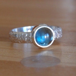 Topaz Cabochon Ring with Bezel Set Blue Topad in Your Size image 1