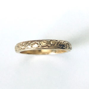 Gold Engravable 14K Band Wedding Ring 3.5 mm wide In Your Size image 2