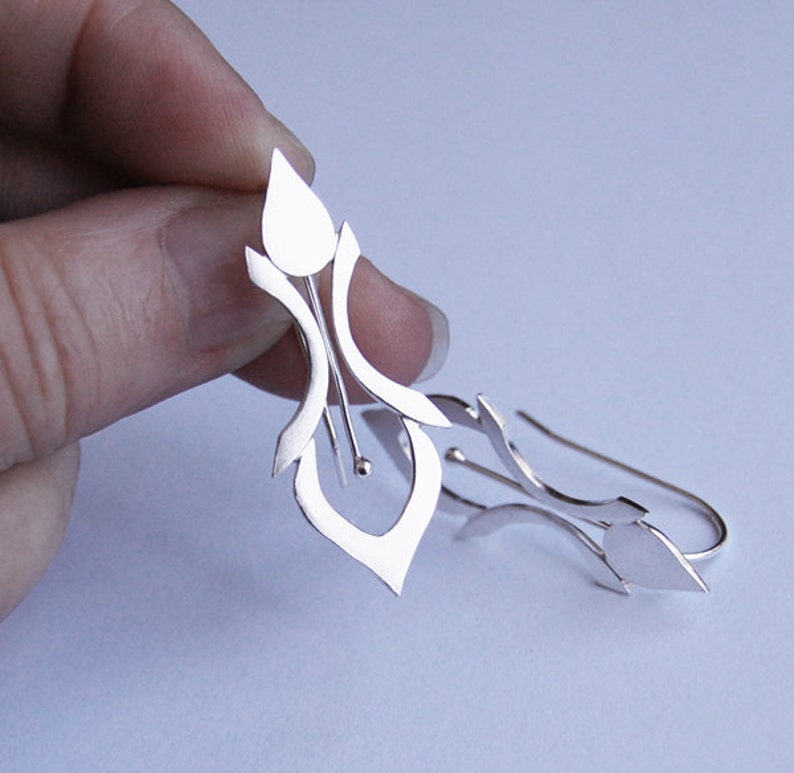 Handmade Silver Earrings in a Fleur De Lys Style image 5