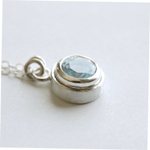 Blue Topaz Pendant in Sterling Silver Petite Bezel Set Necklace image 3