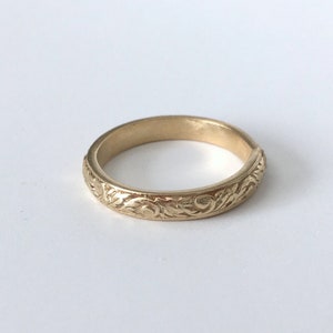 Gold Engravable 14K Band Wedding Ring 3.5 mm wide In Your Size image 5