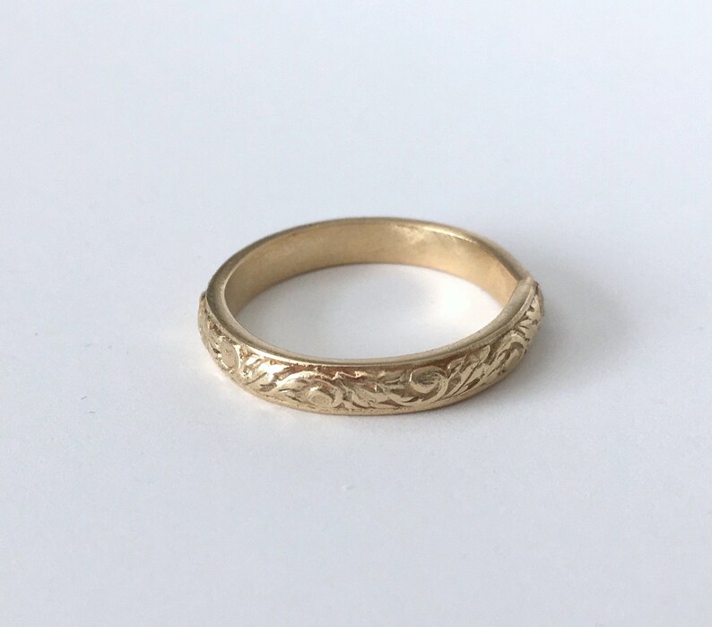 Gold Engravable 14K Band Wedding Ring 3.5 mm wide In Your Size image 5