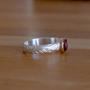 Pink Crimson Tourmaline Gold and Silver Ring Size 8 1/2 image 2