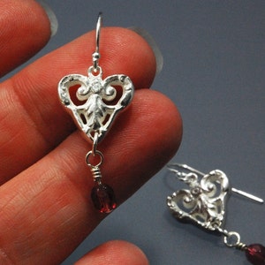Heart Drop Earrings with Red Accents image 3