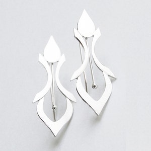 Handmade Silver Earrings in a Fleur De Lys Style image 1