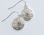 Silver Sapphire Earrings Blue Classic Style Dangle Drop