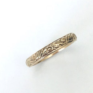 Gold Engravable 14K Band Wedding Ring 3.5 mm wide In Your Size image 1