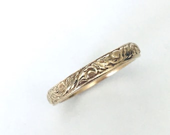 Gold Engravable 14K Band Wedding Ring   (3.5 mm wide) In Your Size