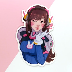 Flirty Dva Overwatch 2 Tank Vinyl Sticker | 3.5&quot; Glossy Vinyl Sticker| Sticker for Laptops and Waterbottles | Cute Gamer Gifts |