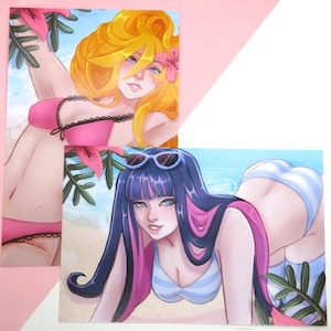 Panty and Stocking with Garterbelt Art Print | PASWG | 4x6&quot; 8x10&quot; Anime Art Print