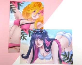 Panty and Stocking with Garterbelt | PASWG | 4x6" 8x10" Anime Art Print