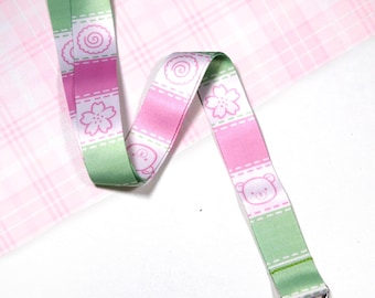 Pink and Green Sakura Lanyard - 2.5cm Wide