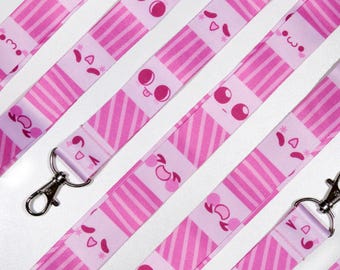 Cute Pink Kaomoji Inspired Lanyard - 2.5cm Wide