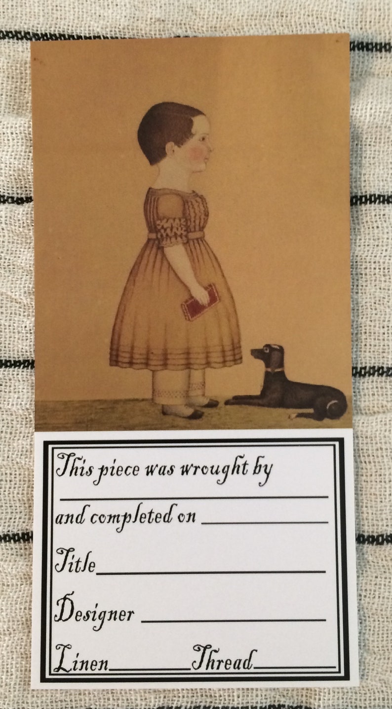 Needlework Labels DOGS in Early Folk Art