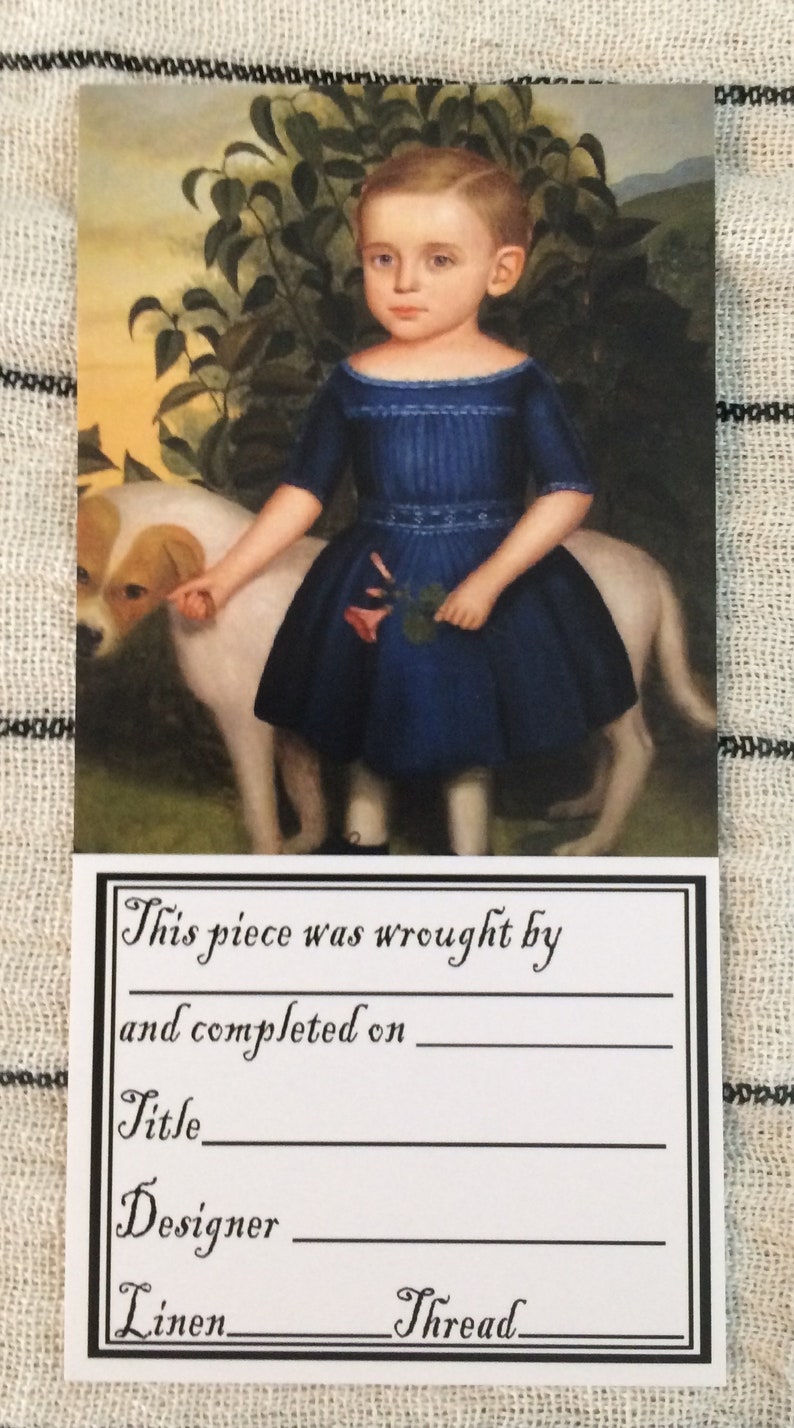 Needlework Labels DOGS in Early Folk Art