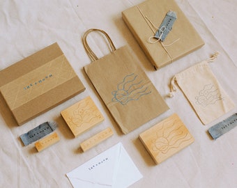 Custom Rubber Stamp Set >> Build Your Own Pigeon Package  >> Your Logo in Various Sizes for DIY Eco Friendly Small Business Packaging