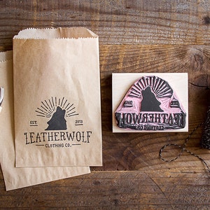Hand-Carved Rubber Stamp of Your Logo with Wood Handle (up to 4" x 4") Large Size Great for Packaging Branding Marketing Materials