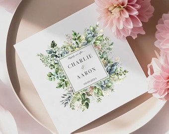 Personalized Wedding Napkins | Custom Wedding Cocktail Napkins, Romantic Script Napkins - Wedding Decor, Reception Decoration