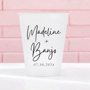 Bicchieri da matrimonio personalizzati - Bicchieri infrangibili satinati personalizzati, bicchieri da bar con monogramma, brindisi per ricevimenti, bicchieri riutilizzabili per feste, Frost Flex