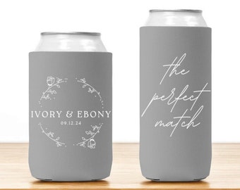 Custom Monogram Can Coolers for Wedding | Personalized Can Holders, Wedding Party Favors, Drink Coolers for Guests in Bulk